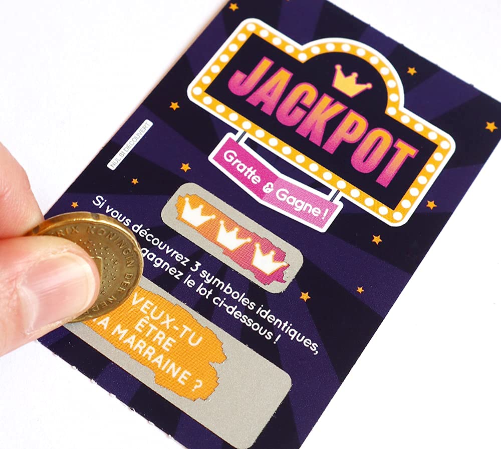 Carte à gratter demande témoin demoiselle d'honneur parrain marraine style ticket de jeu