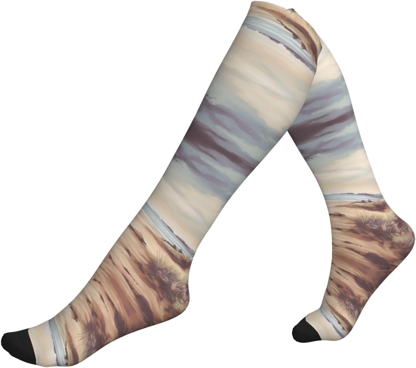 Beach Landscape Compression Socks For Women Men 15-20mmhg Graduated Support Circulation Knee High Socks For Nurses Athletic