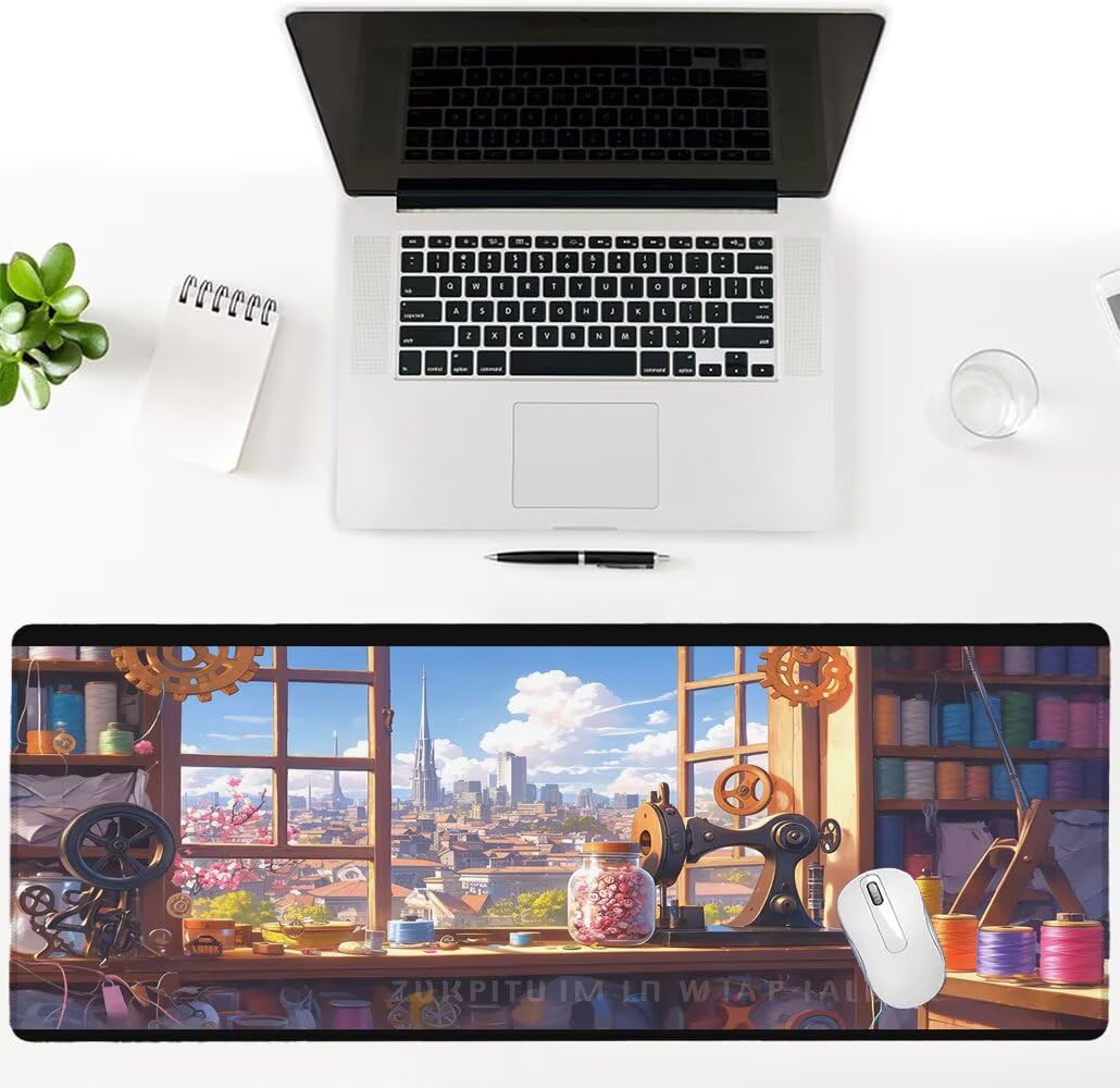 Alfombrilla Ratón XXL 600x1200x3 mm Mouse Pad Grande Gaming Mesa Alfombrilla Escritorio,con Base de Goma Tapete Escritorio con Bordes Cosidos, Impermeable Antideslizante Ordenador Desk Mat zj-911