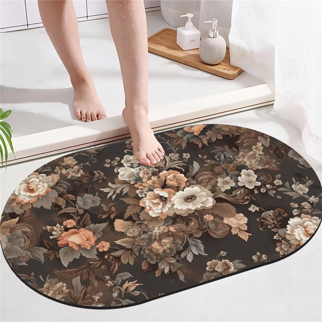 Badezimmerteppich Badteppich Groß 120x180cm Absorbierender Schnelltrocknend Badvorleger Badematten SaugfäHig Waschbar Badematte Taupe Bath Bathroom Mat, Teppich Badezimmer Matte Bad Teppich Gross A152