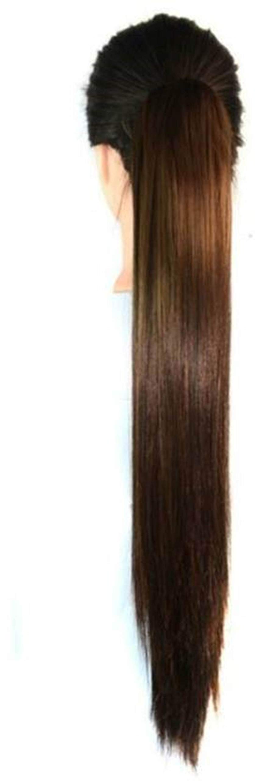 VIEWS Binding Tie up Synthetic Ribbon Ponytail Extensions One Piece Drawstring Pony Tail Long Straight Soft Silky for Women