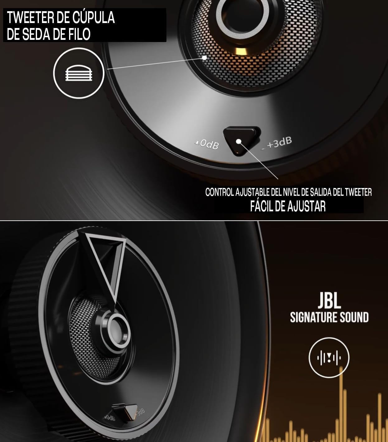 JBL Club Gen3 64SQ 6.5'' (16cm) Set de haut-parleur Coaxial - Sound Quality, Noir | 160 mm (6-1/2 Pouces), woofer fibre de carbone Plus One,60W RMS / 180W Max, tweeter dôme soie edge-driven, niveau 0/+3 dB