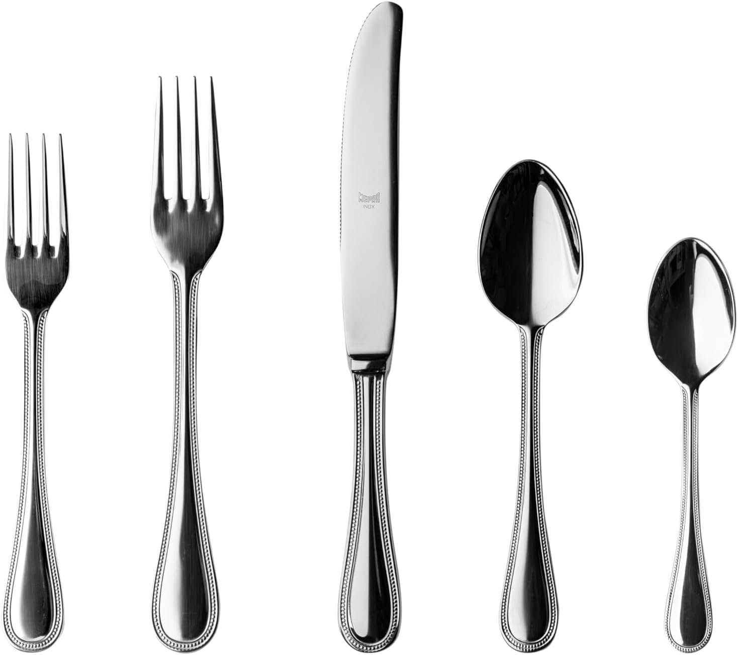MEPRA 107622020 Perla 20-Piece Durable 18/10 Stainless Steel American Style Flatware Cutlery Set for Fine Dining, Dishwasher Safe, Service for 4