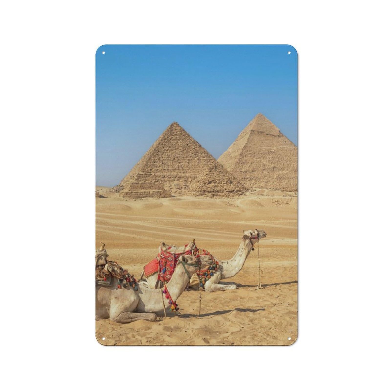 Junmoney Egyptian Pyramids Retro-Style Metal Plaque 30X20cm For Kitchen Or Home Bar, Gift For Home Bar Enthusiasts During The Christmas Season