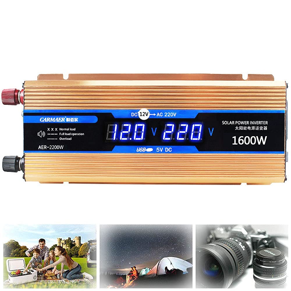 Convertisseur DC AC 12V 24V 220V 230V avec onduleur onde modifiée 1600W et prise USB