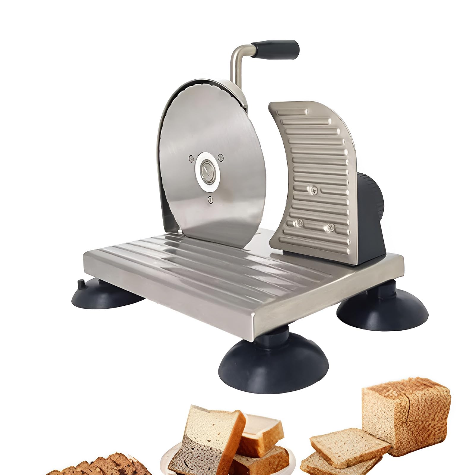 CWCQGH Manual Bread Slicer - Adjustable Thickness Hand Crank Cutter for Precise Slicing of Homemade Sourdough and Sandwich Bread with Scale and Suction Base