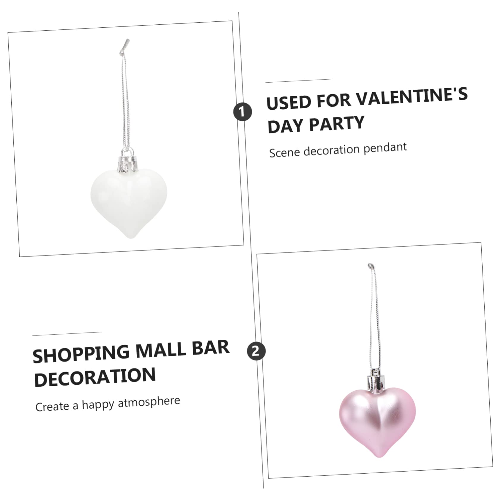 ULTECHNOVO 3 Set Ciondolo A Forma Di Cuore Cartello Con Scritta Palline Appese A Forma Di Cuore Bomboniere Da Parete Gioielli Decorazioni Per San Fiocchi In Pizzo 24 pezzi * 3