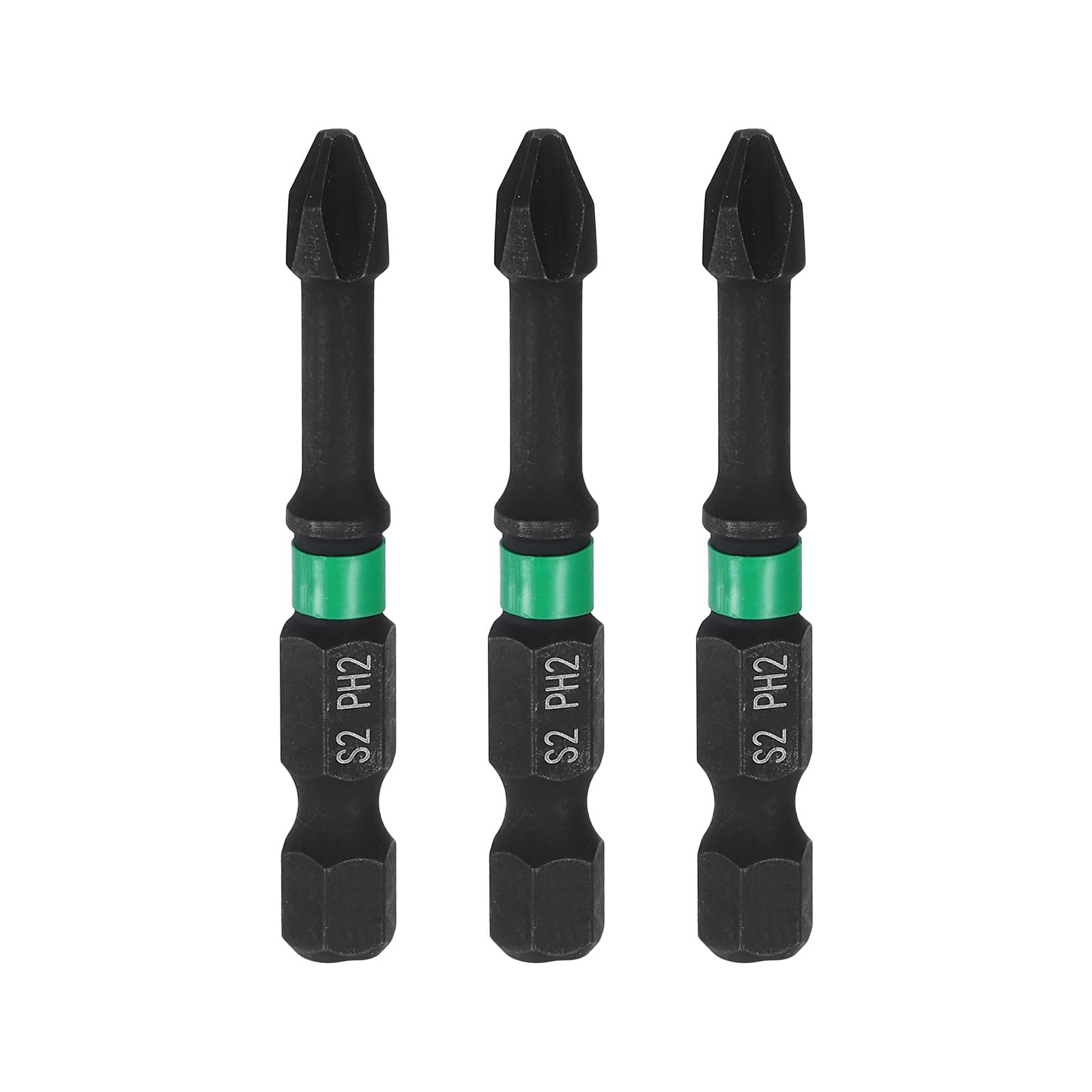 sourcing map 3pcs #2 Impact Phillips Screwdriver Bit PH2 1/4" Hex Shank 2" (50mm) Long 0.16" Rod Magnetic Cross Head Drill Bits S2 Steel Industrial Screw Driver for Impact Power Drivers