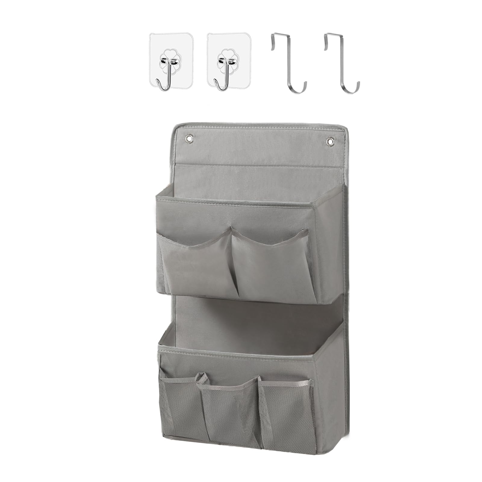 Someteth Wall Hanging Organizer – Over the Door Storage & Behind Door Organizer for Dormitory, Bathroom, Bedroom, Kitchen, Nursery, Space-Saving (Grey, 1 Pack)