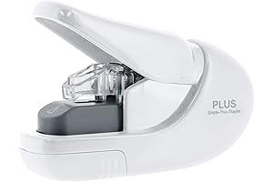 Plus Paper Clinch Compact Staple Free Staple, Ivory White