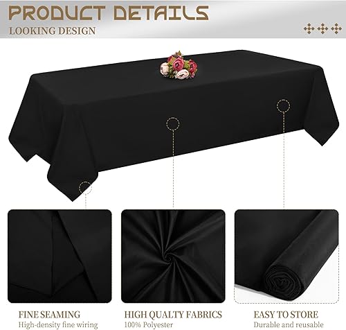 Miniatura 4 de Paquete de 4 manteles rectangulares de poliéster de 60 x 102 pulgadas, resistentes a las arrugas, lavables, para bodas, mesas de comedor, fiestas de
