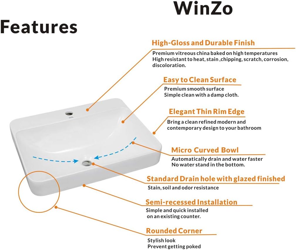 Diagram illustrating key features of the WinZo WZ6123D sink