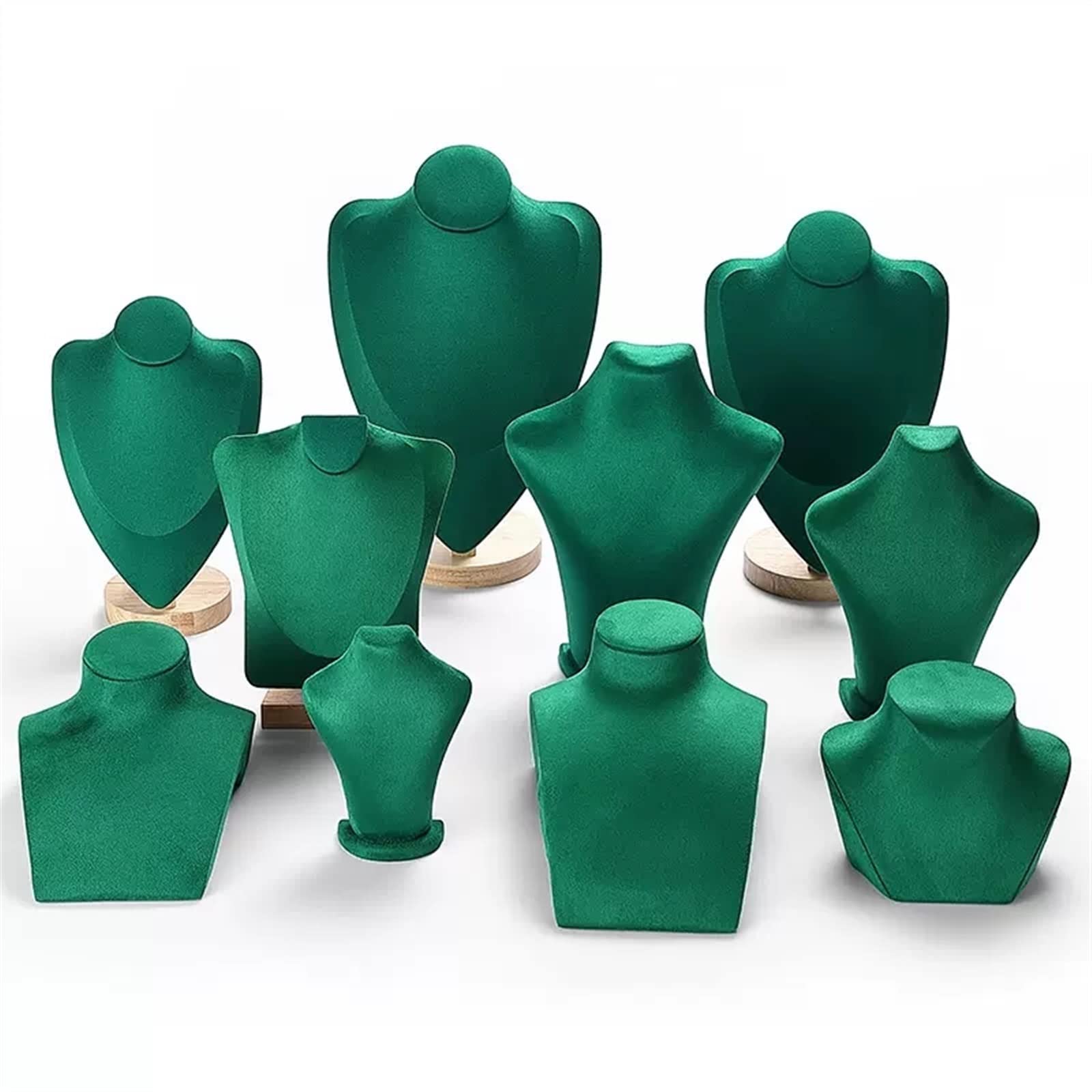 LLXYWJ Schmuckständer, grüner Samt, Schmuck, Schaufensterpuppe, Büste, Halskette, Ohrring, Anhänger, Kette, Ausstellungsstand, Modellhalter, Heimdekoration, Halskette, Anhänger (eine Farbe).