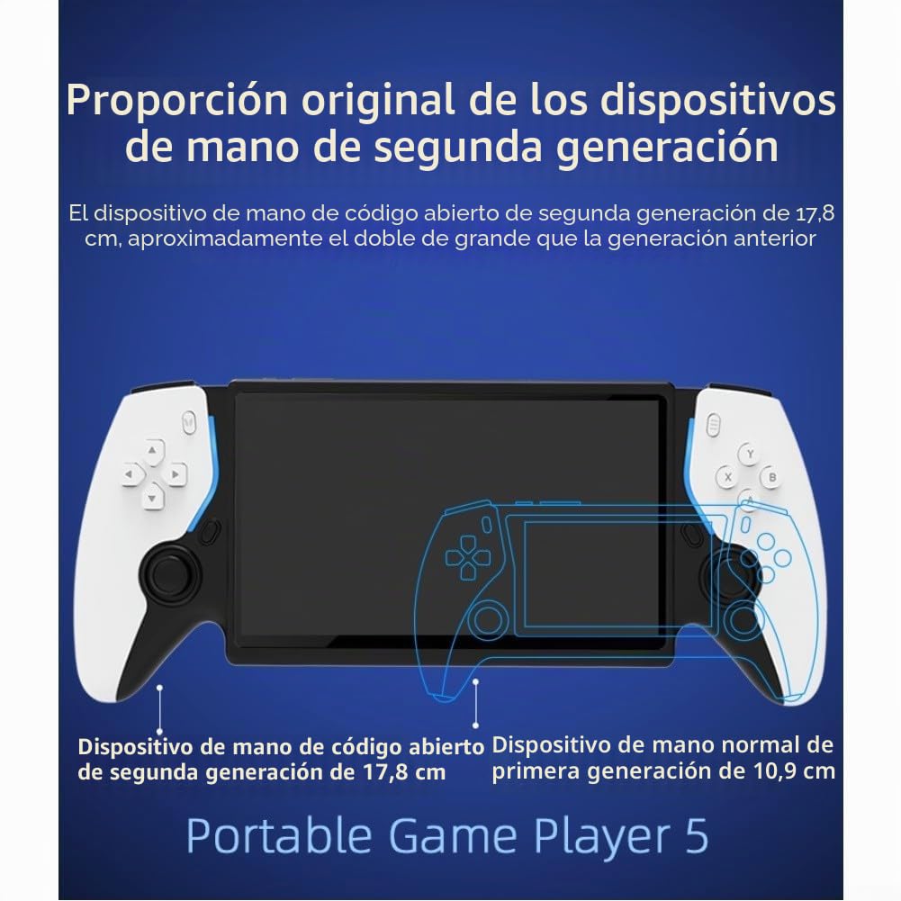 HC8000 - Consola de juegos portátil retro con pantalla IPS de 7 pulgadas, 15000 juegos clásicos, 64 GB expandible a 256 GB, batería de 5 horas para juegos portátiles (blanco)