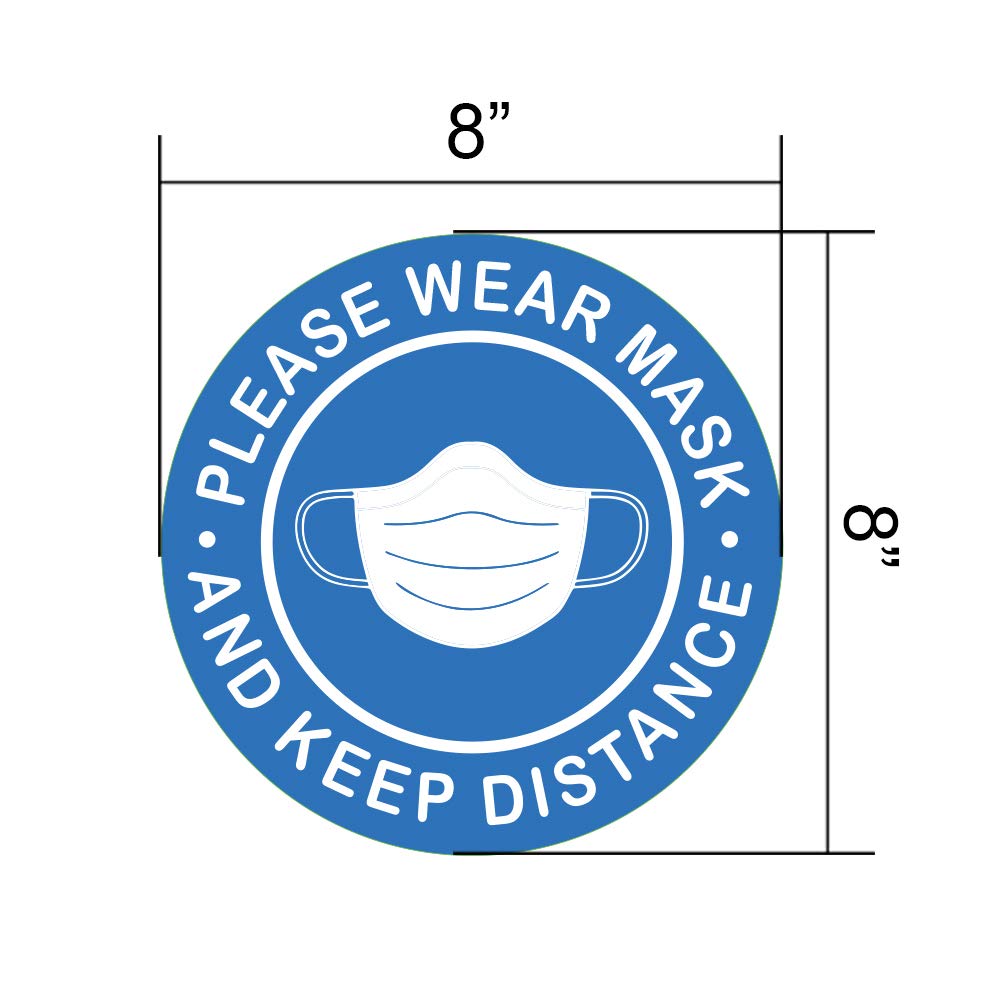 🛒 Crazy Deals Social Distancing Sign Decal Sticker - Please Wear Face Masks Attention Style Social Distance Poster for Grocery Stores, Dr. Offices, Hospitals