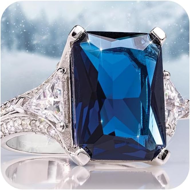 14K Gold Plated 925 Sterling Silver Square Cushion Cut Gemstone Dark Blue Topaz Ring Statement Ring Navy Gemstone Ring - Choice of Gemstone(9)