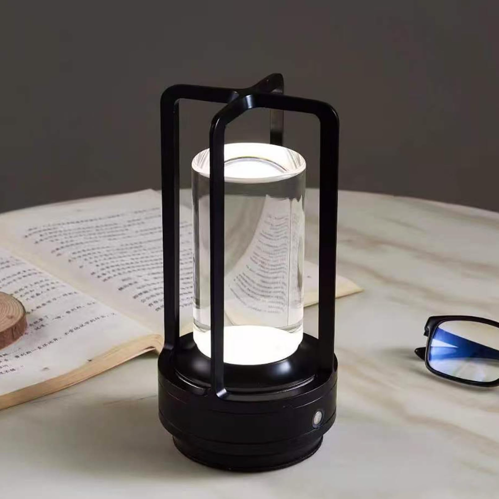 Portable Cordless Table Lamp, 3 Color Changing Night Light, Touch Control LED Bedside Lamp, Rechargeable Cordless LED Desk Lamp (Black)