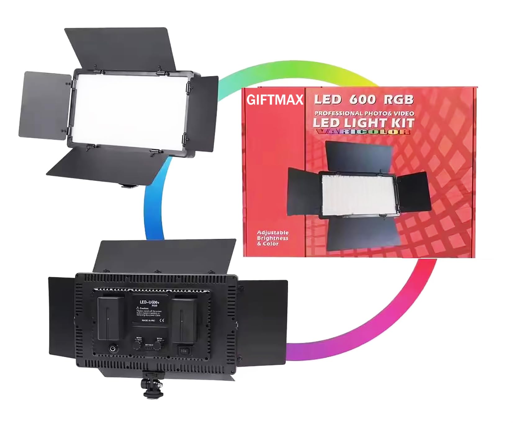 GIFTMAX Professional Rechargeable Pro 600 RGB 50W LED Panel Light Photography, Studio Light 3200-5600K with Tripod Stand for Video Recording/Content Creation/Game Live Streaming Zoom (B0DF1S8832) Amazon Price History, Amazon Price Tracker