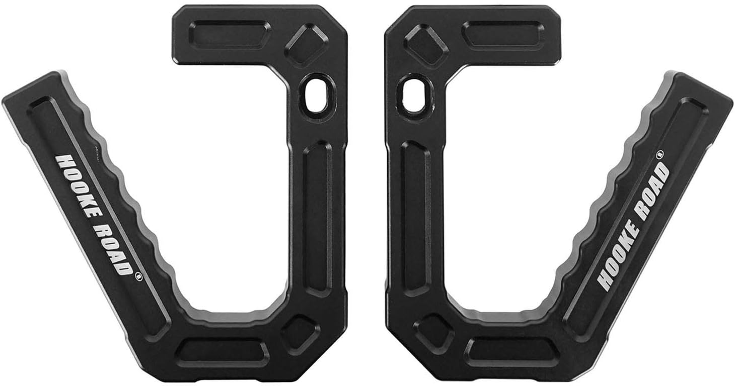 Hooke Road Aluminum Grab Handles Black Front Grips Compatible with Jeep Wrangler JK & Unlimited 07-18