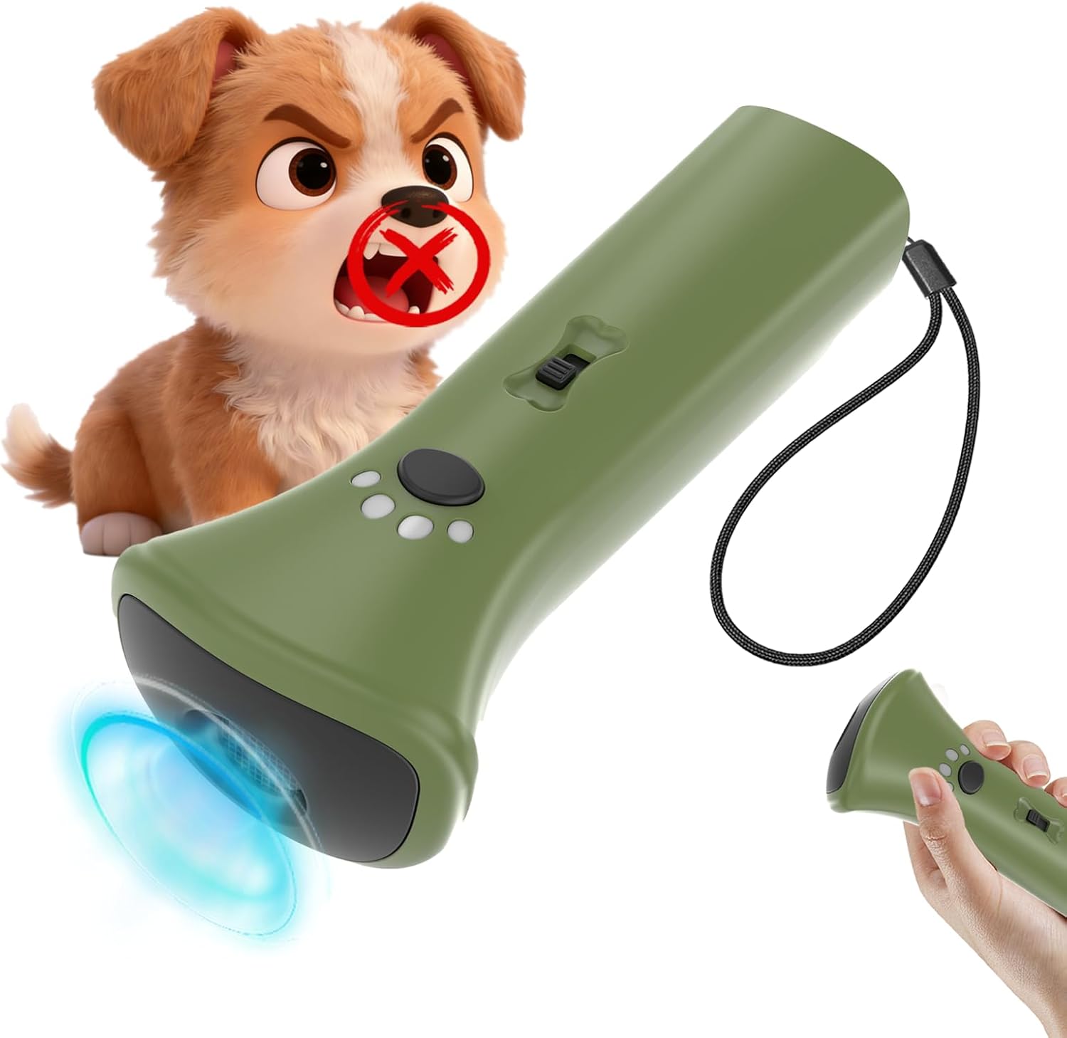 Dog Bark Deterrent Devices,Ultrasonic Anti Barking Device for Dogs, Portable Dog Training Device,Stopping Own or Neighbor's Dog Barking,Safe & Effective for Indoor & Outdoor Use(Green)