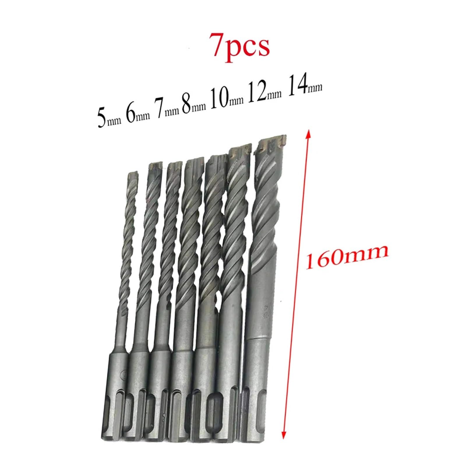 7 Pz 8 pz/set Calcestruzzo Plus Punta da trapano Punte Trasversali 4 Frese 160mm Muro di Mattoni Blocco Martello Elettrico Punte di Perforazione in Muratura(7pcs)