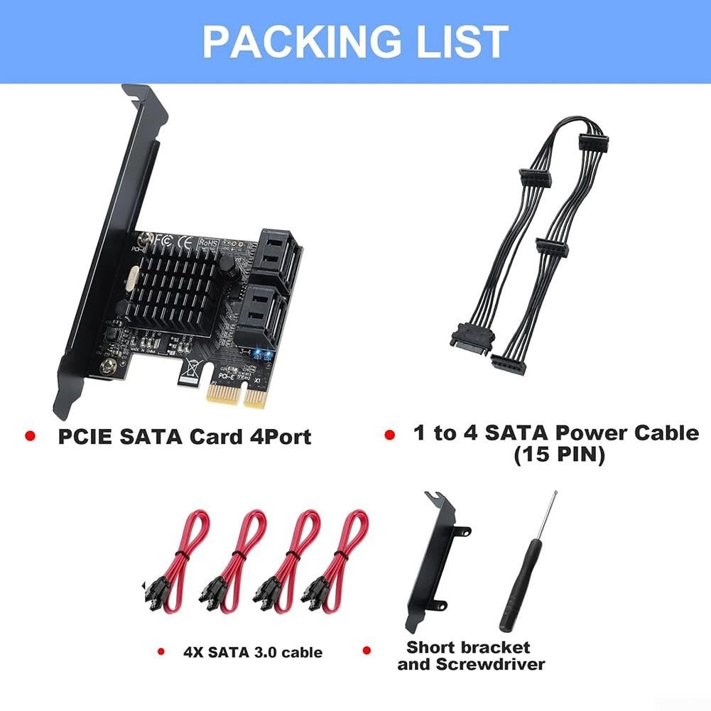 Pour pcie x1 pour carte contrôleur SATA 3.0 4 ports 6 Gbps pour