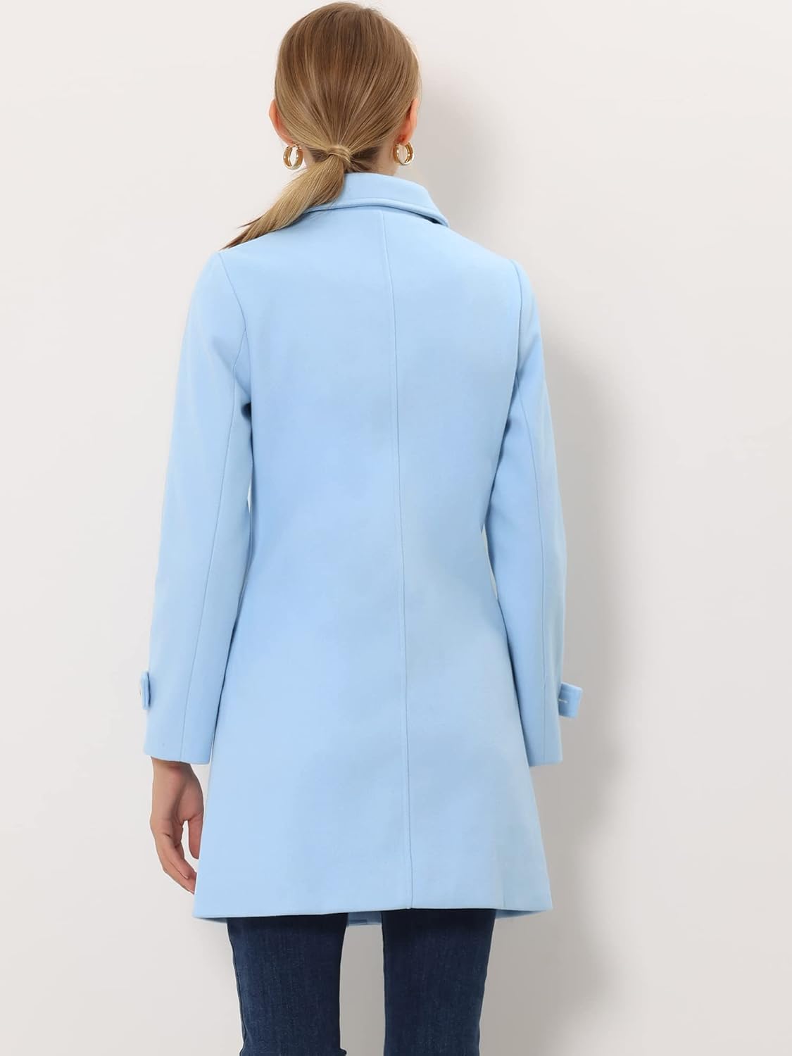 Allegra K Women's Winter Outerwear Overcoat Peter Pan Collar Mid-thigh A-line Single Breasted Pea Coat - Image 4