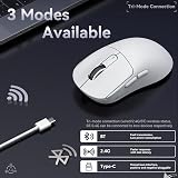 ATTACK SHARK X3 49g Mouse Ultraleggera, Sensore Gaming PixArt PAW3395, Mouse da Gaming Wireless/Cavo BT/2.4G, 26000 DPI, 200 Ore di Batteria, Mouse per Ufficio per Win11/Xbox/PS/Mac (Bianco) - 4