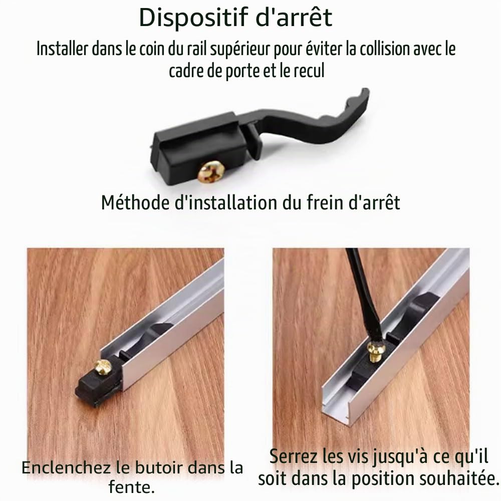 rail et porte coulissante robuste en alliage d'aluminium, kit quincaillerie double pour placard