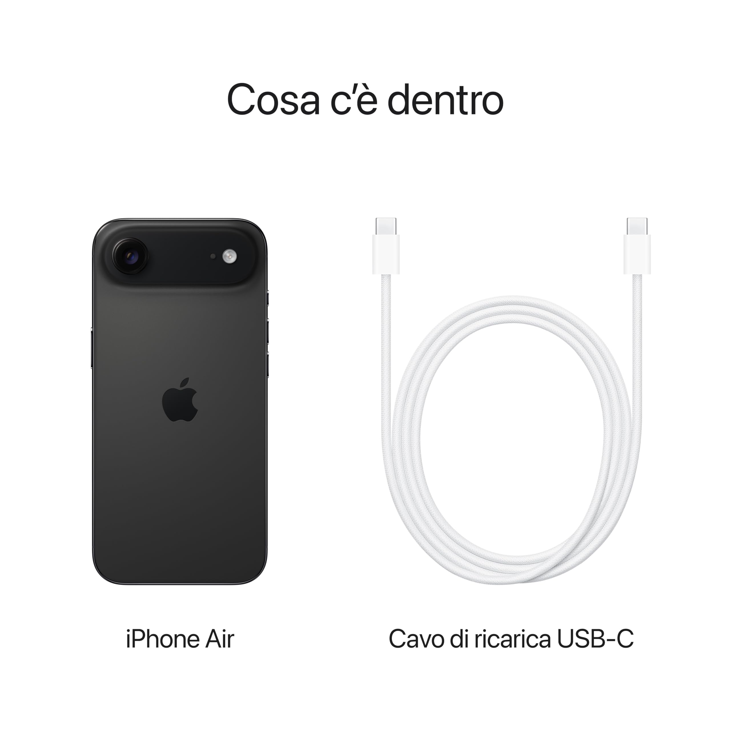 Apple iPhone Air 256 GB: l’iPhone più sottile di sempre, display 6,5" con ProMotion fino a 120Hz, potente chip A19 Pro, fotocamera frontale Center Stage, eSim; Nero siderale