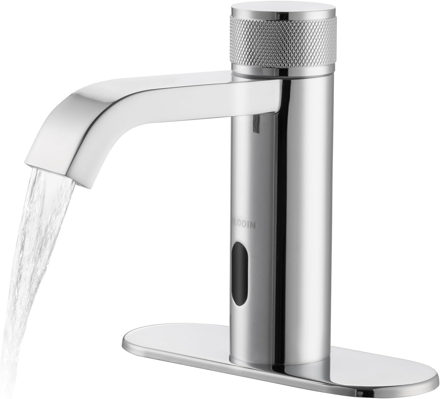 Automatic Sensor Touchless Bathroom Faucet, Manual Waterfall Faucets with Temperature Control Knob, Modern Chrome Sink Faucet Stainless Steel, Hands Free Lavatory Faucets for Single Hole