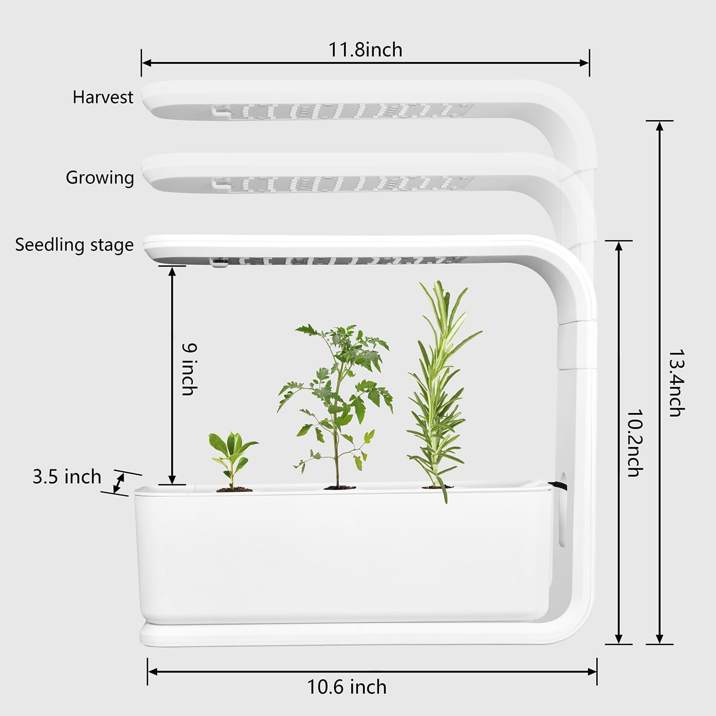 Kit de Cultivo Hidropónico, Jardín de Hierbas Interior con Temporizador de 10H, 3 Cápsulas de Plantas con Riego Automático Por Circulación, Tanque de 1,6L, Lámpara Led, Nivel de Agua Transparen black