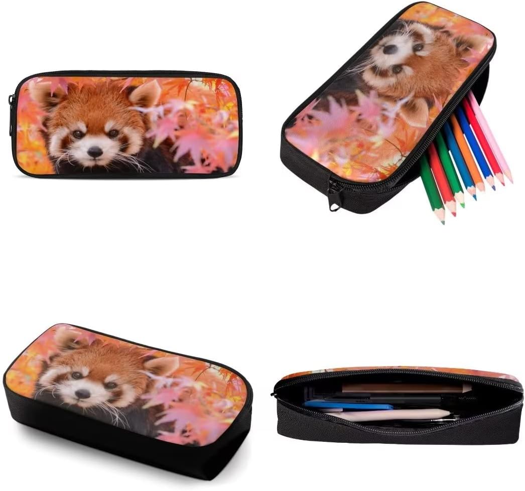 AmzPrint 3pcs Cute Kawaii Backpack Set For Girls Back To School Red Panda Backpack And Lunchbox For Middle School