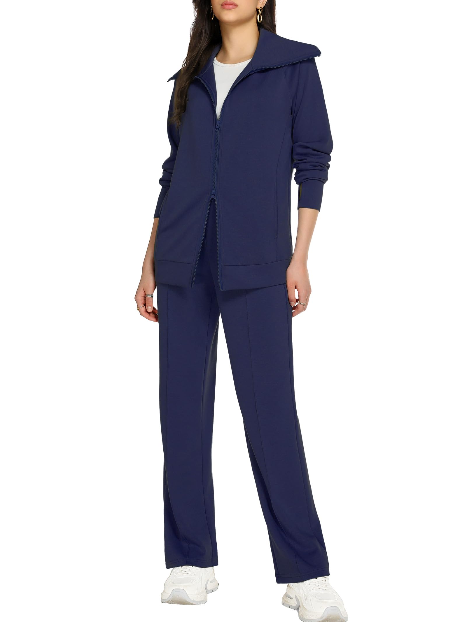 Casly Lamiit Lounge Sets for Women 2026 Spring Sweatsuit Long Sleeve Zip Up Travel Outfit Wide Leg Sweatpant