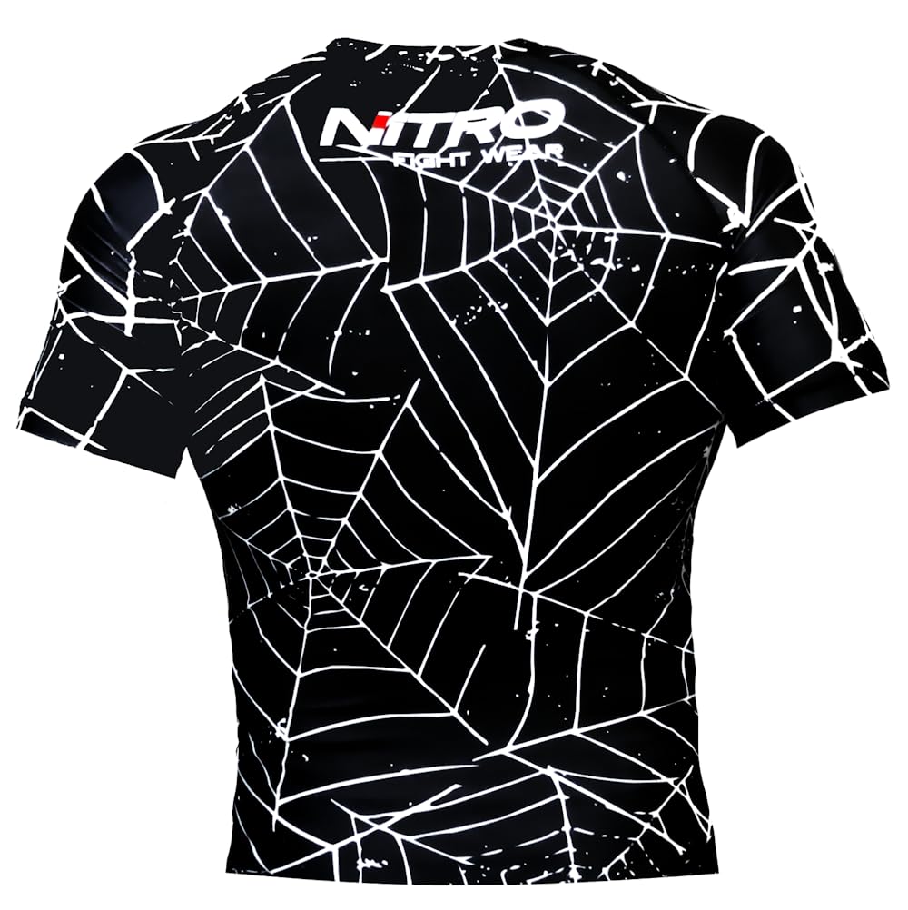 BJJ Rashguard (Spinnennetze) – Erwachsene brasilianisches Jiu Jitsu Kurzarm-Kompressionsshirt – MMA Rashguard
