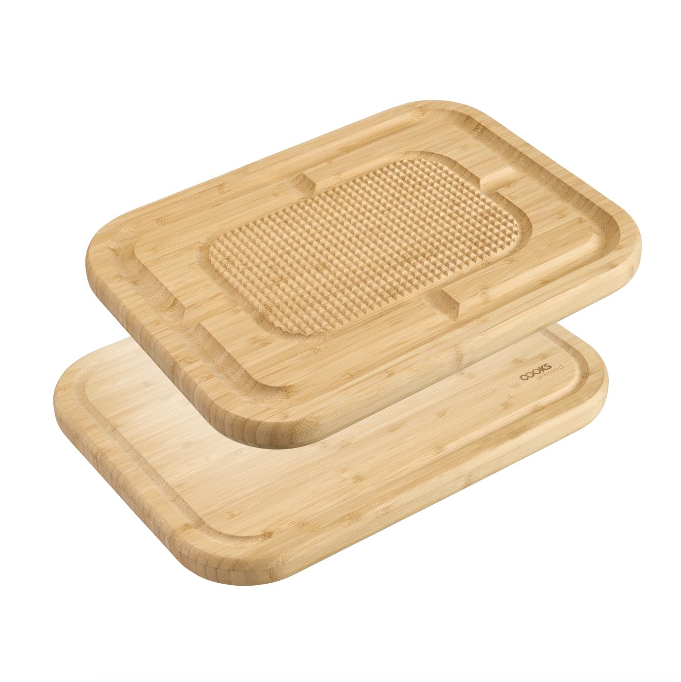 Cooks Professional Tagliere reversibile in bambù con scanalatura per succhi, lato liscio e ruvido, tagliere in legno antibatterico non poroso su entrambi i lati, 40 x 30 cm