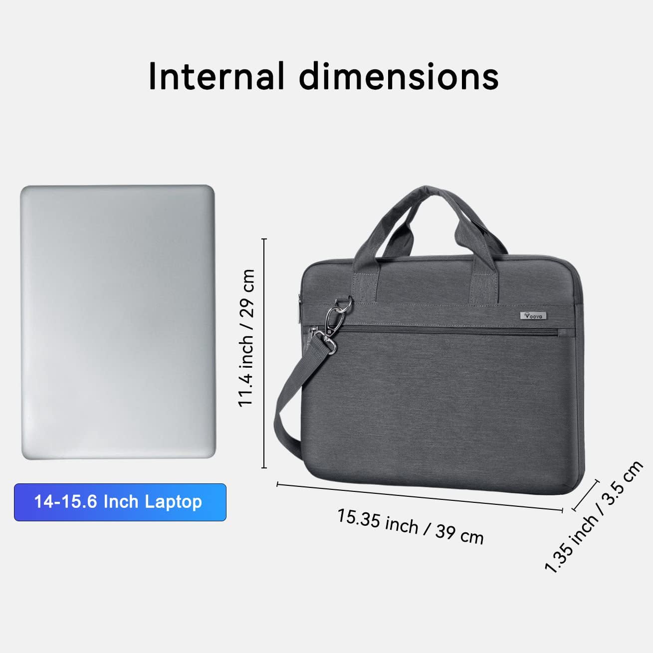 Voova Laptop Bag 15.6 Inch, 360° Protective Laptop Case Sleeve Compatible with MacBook Air 15 M2/M3/M4, MacBook Pro 15/16, 15-16” Lenovo Dell Hp, Waterproof Computer Bag Slim Briefcase, Grey - Image 8