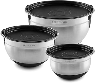 Bellemain Mixing Bowls with Lids Set - Stainless Steel Mixing Bowls with...