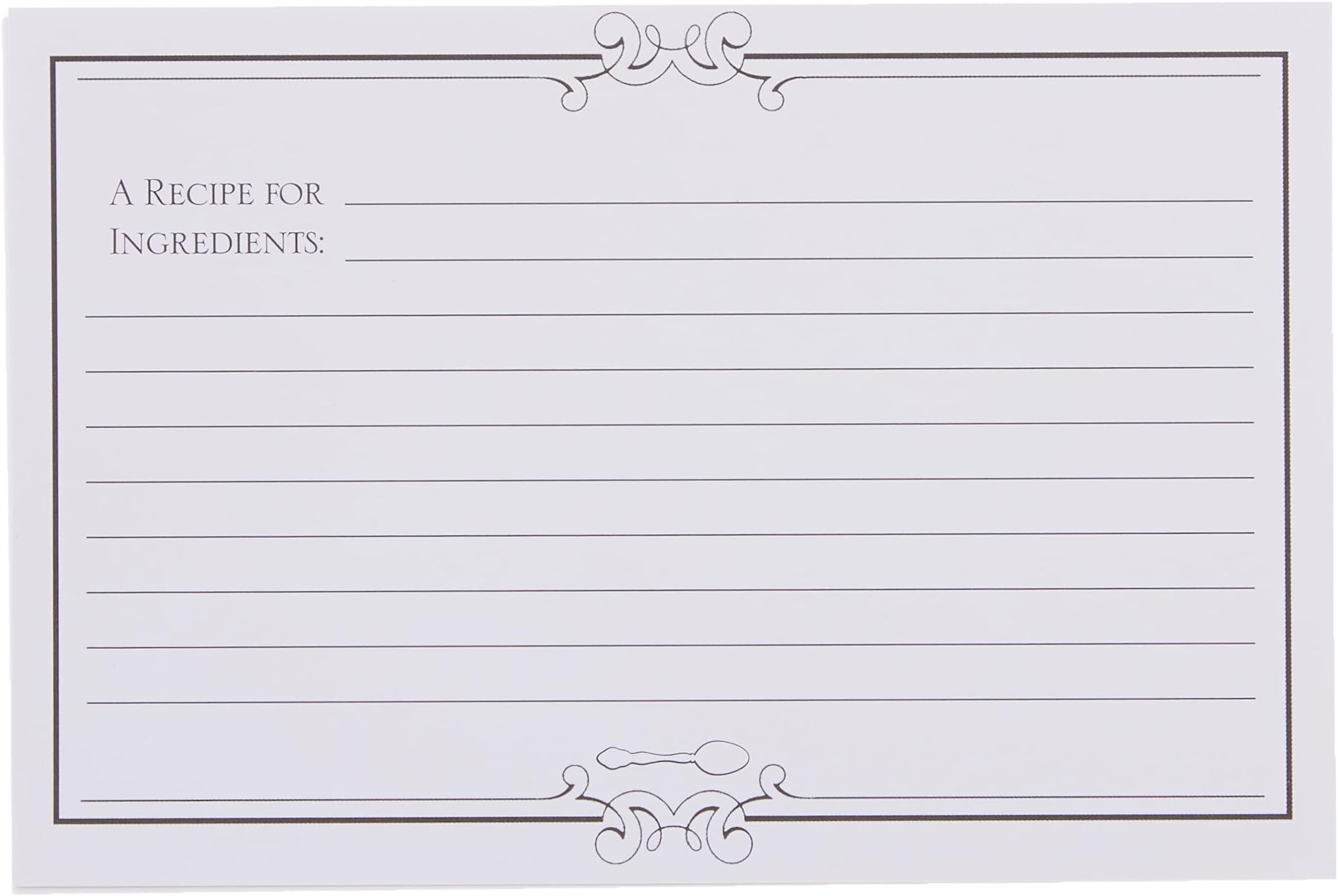 C.R. Gibson Black and White 'Gourmet' Blank Recipe Cards, 40pc, 4'' W x 6'' L