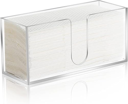 Miniatura 9 de Paquete de 2 dispensadores de toallas de papel acrílico para encimera, dispensador de toallas de papel plegado, soporte triple transparente para