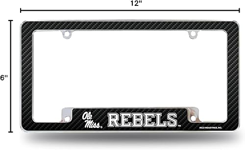 Miniatura 69 de Rico Industries NCAA Carbon Fiber 12" x 6" Chrome All Over Automotive License Plate Frame for Car/Truck/SUV