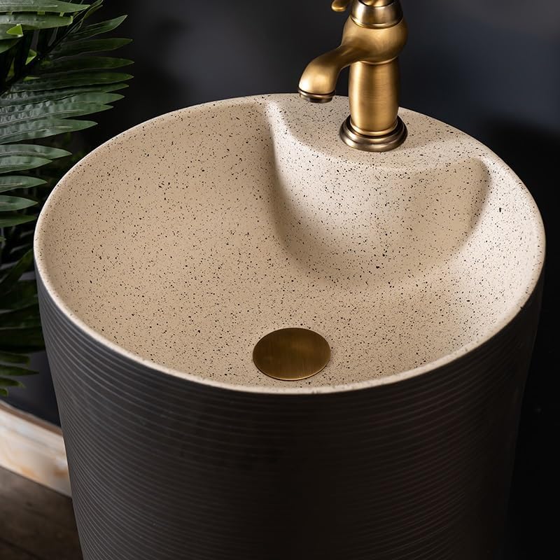 Bathroom Countertop Vessel Sink Household Pedestal Sink Wash Basin Ceramic Floor-standing Vertical Pedestal Sink Vanity