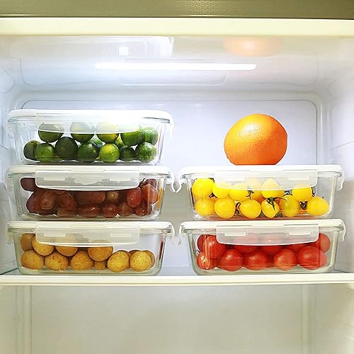 Miniatura 6 de DAS TRUST Paquete de 5, 36 onzas, recipientes de vidrio para preparación de comidas con tapas de bloqueo, recipientes de vidrio para alimentos,