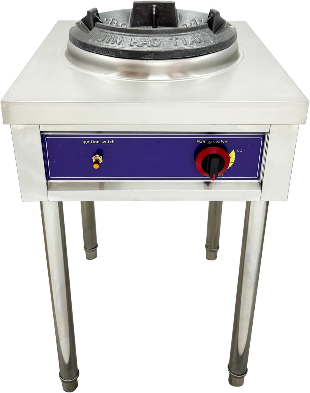Commercial Gas Stove, High Pressure Single Wok LPG Burner with Flame Failure Protection, Stainless Steel Countertop Cooking Range for Restaurant Home Kitchen