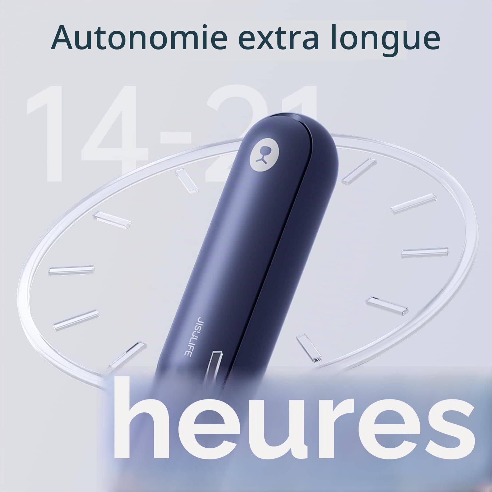JISULIFE Ventilateur de Poche, Mini Ventilateur à Main Portable, à Piles Rechargeables par USB [14-21 heures], Ventilateur Personnel Pliable et Silencieux Avec Batterie Externe, Lampe de Poche-Bleu