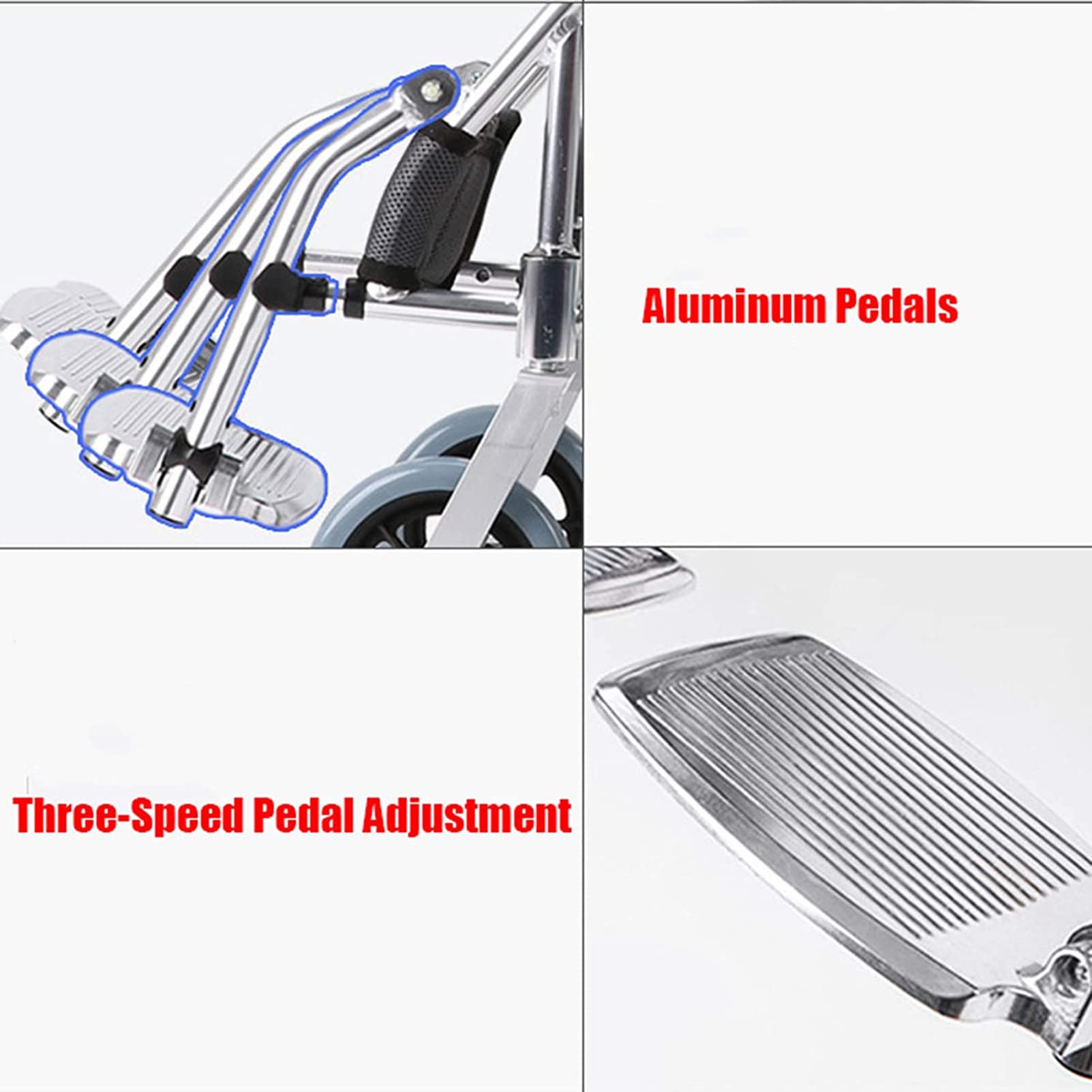 Silla De Transporte Ligera, Silla De Ruedas De Aluminio Autopropulsada Plegable con Frenos De Mano con Bloqueo, Silla Multifuncional De Rueda Grande para Todo Terreno para Ancianos
