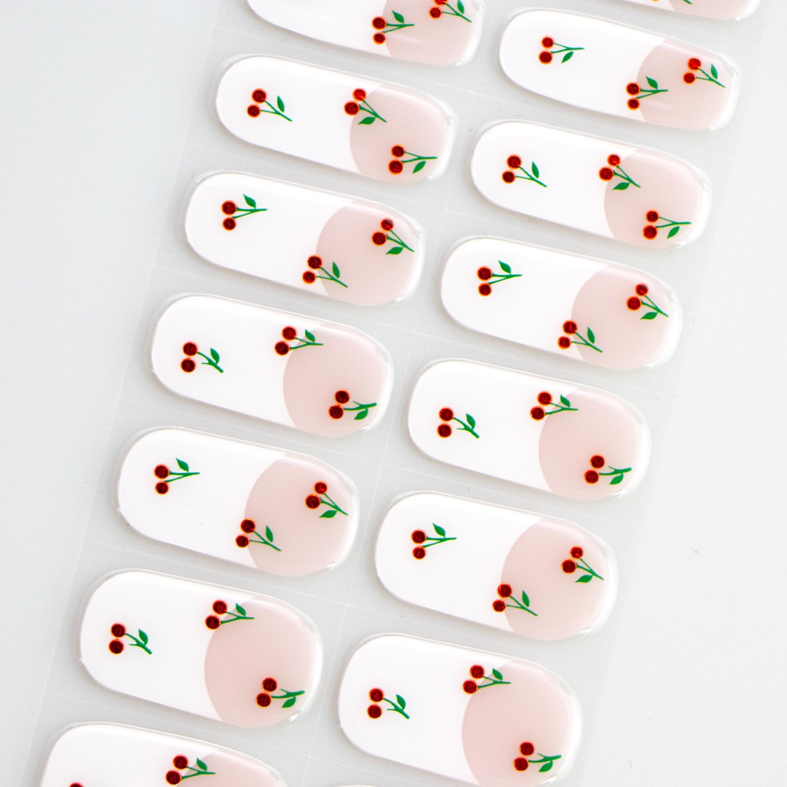 JMEOWIO Żel do paznokci Naklejki Francuskie Cherry Tip Naklejki do paznokci Żel Nail Art Naklejki Dekoracja