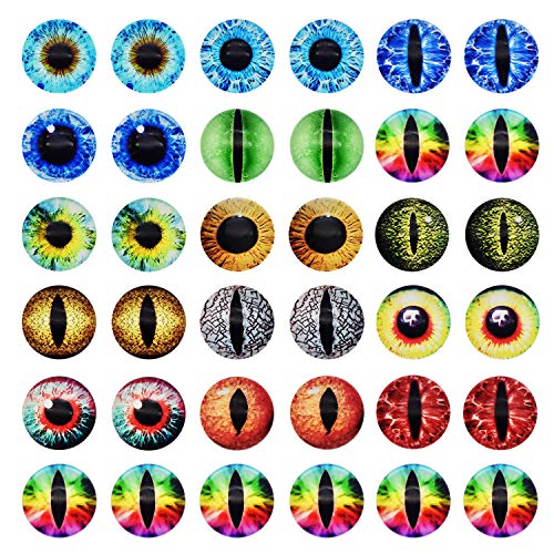 Julie Wang 25MM 20PCS Drachenaugen Glas Cabochon Augen für Tonpuppenherstellung Skulpturen Requisiten Basteln DIY Fundstücke Schmuckherstellung Cover