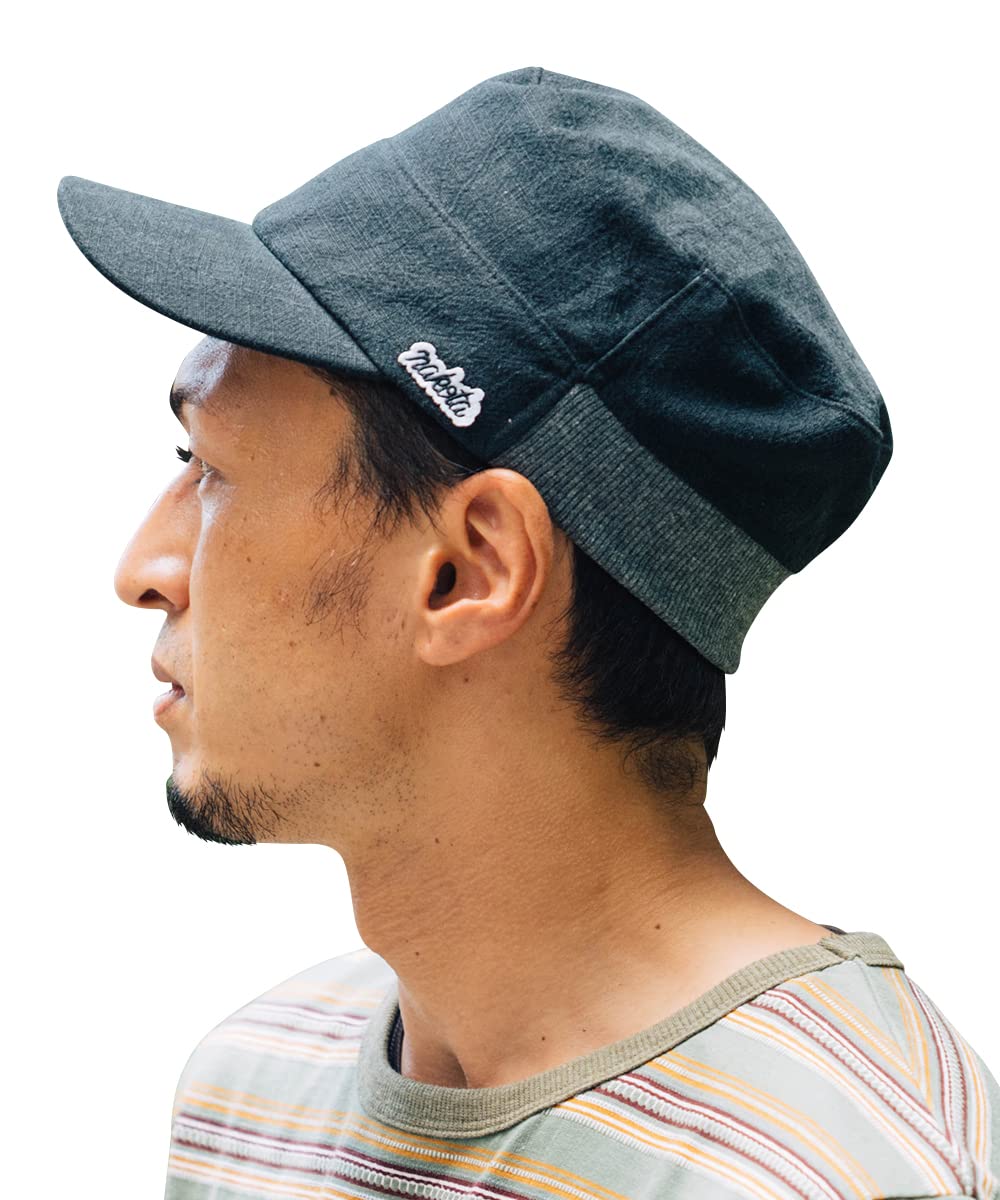 [ナコタ] LINEN COOL RIB WORK CAP リネン クール リブ ワークキャップ 帽子 麻 ツバ長 メンズ レディース 軽量 小さいサイズ アウトドア カジュアル 無地 春 夏 XL(頭周り約60cm) ブラック