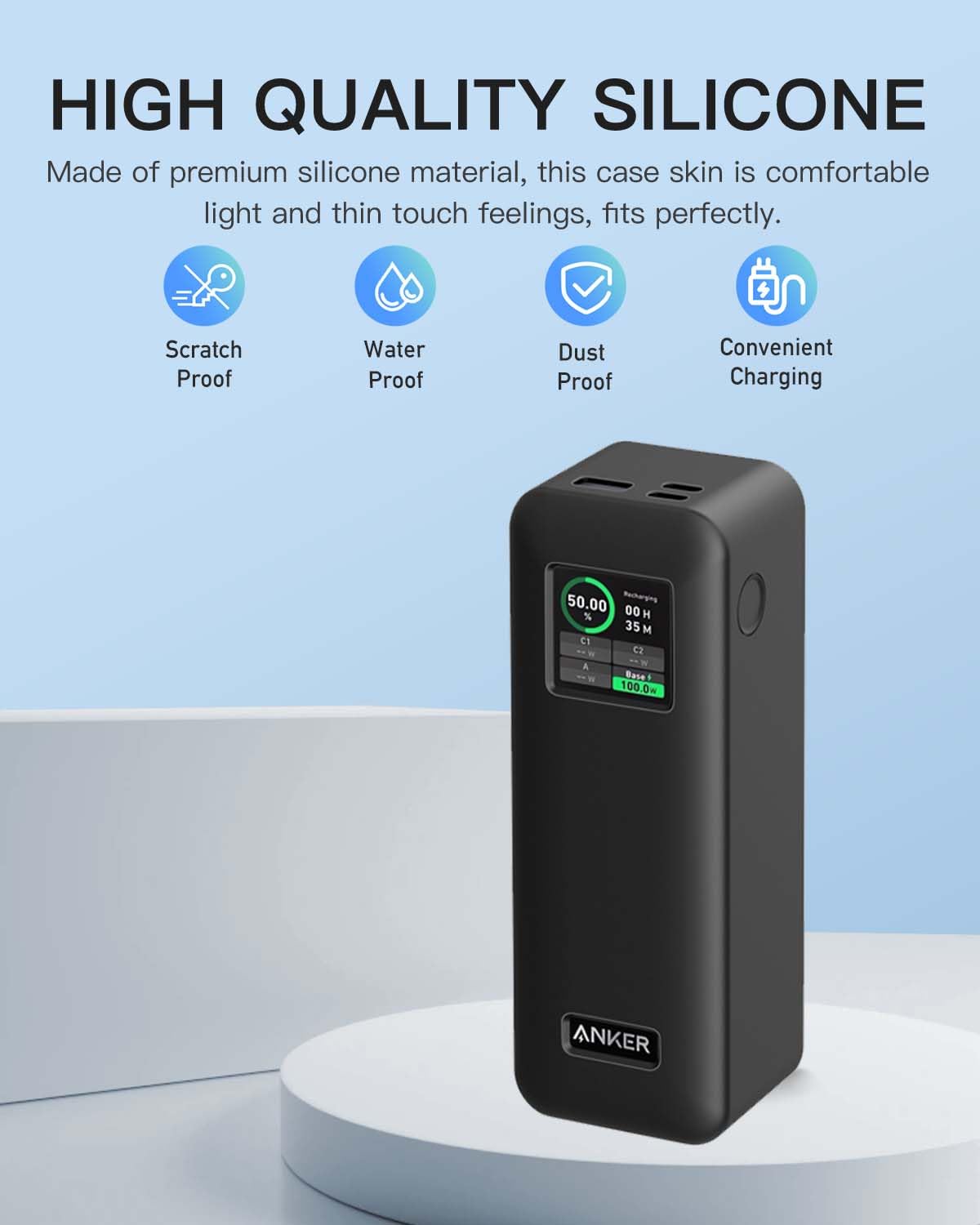 Case Cover for Anker Prime Power Bank 27,650mAh 250W, Full-Body Protective Cover for Anker Prime Power Bank,Drop-Proof,Scratch-Proof,Shock-Proof,Black